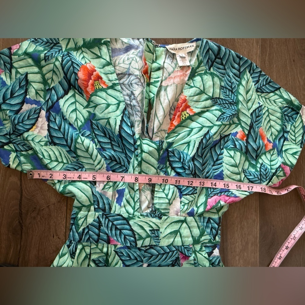 Mara Hoffman Bandeau Romper in Leaf Linen Size 0 - Picture 10 of 10